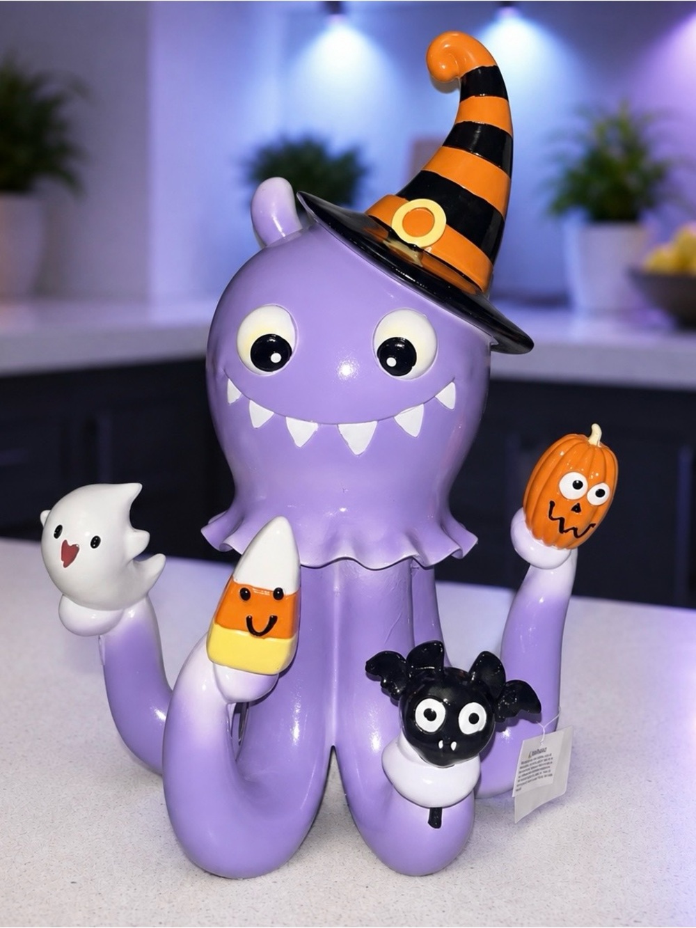 GHOULISH Halloween Cartoon Octopus Witch Hat Ghosts Pumpkins Candy Corn  Pastel